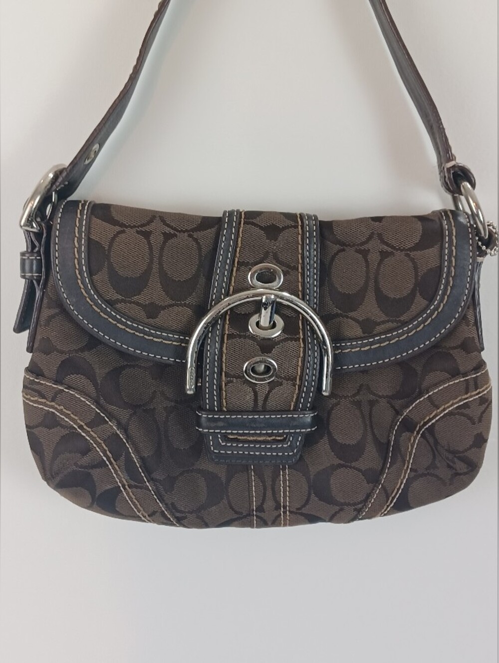 VTG Coach Y2K Soho Signature Canvas Small Brown Mini Shoulder Bag 10296 - Picture 2 of 13